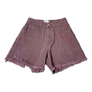 Princess Polly brown high rise frayed hem shorts